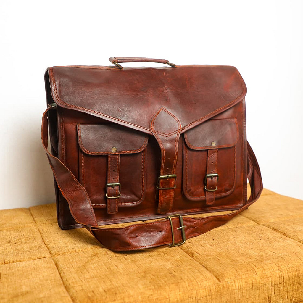 Rhinoland Executive Vintage Leather Messenger Bag (16”)