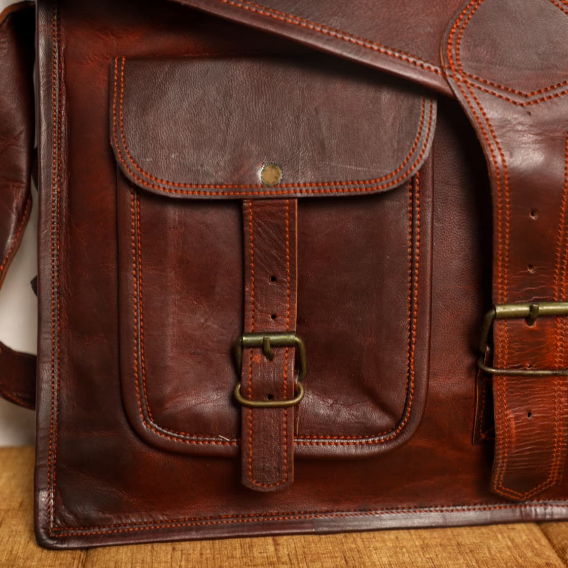 Rhinoland Executive Vintage Leather Messenger Bag (16”)