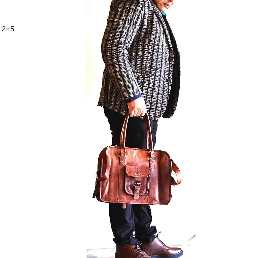 Rhinoland Executive Vintage Leather Laptop Messenger Bag (16”)
