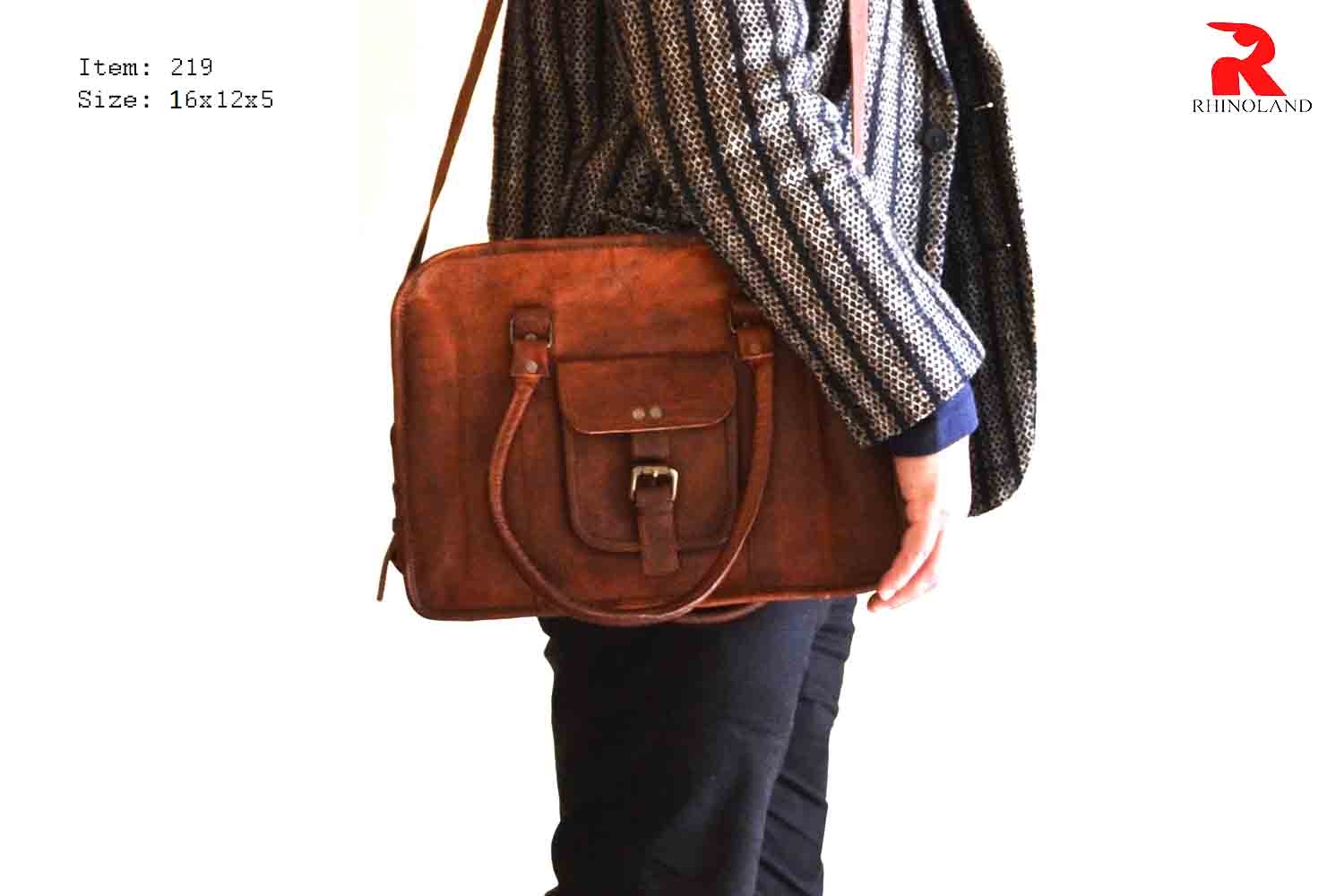 Rhinoland Executive Vintage Leather Laptop Messenger Bag (16”)