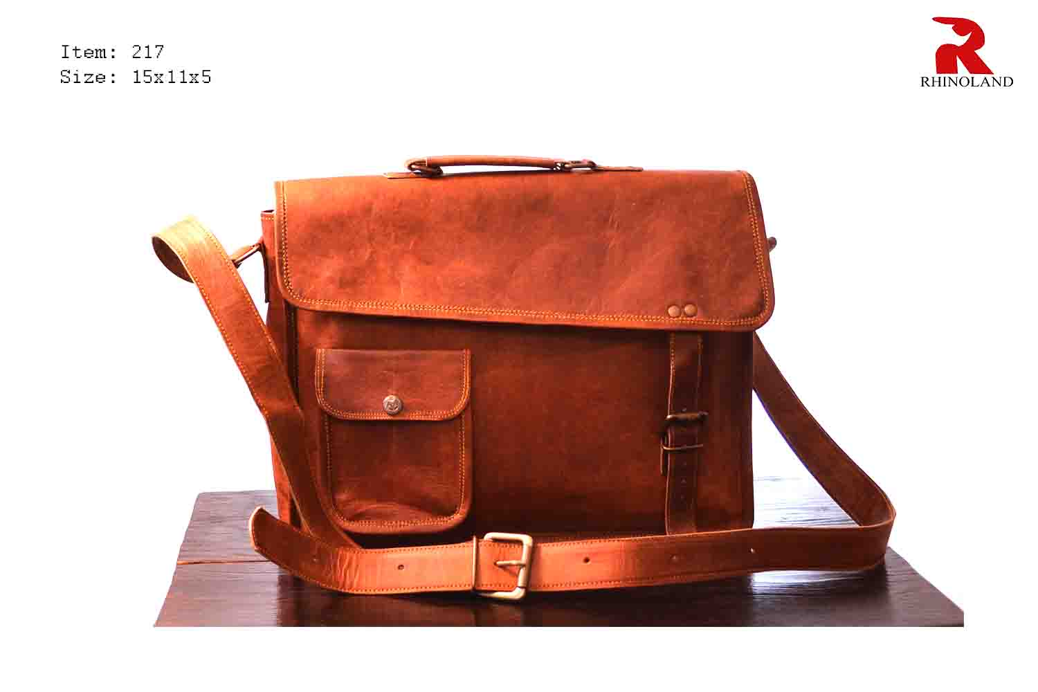 Rhinoland Executive Vintage Leather Laptop Messenger Bag (15”)