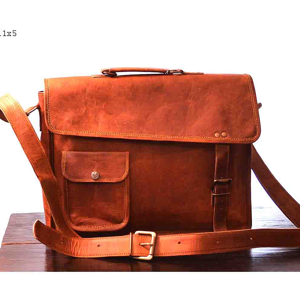 Rhinoland Executive Vintage Leather Laptop Messenger Bag (15”)