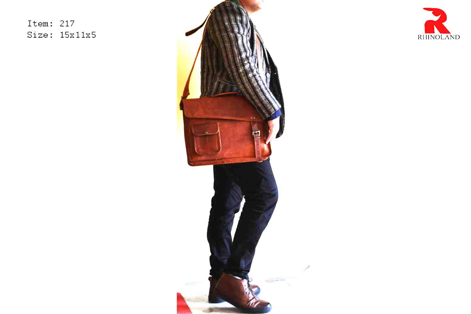 Rhinoland Executive Vintage Leather Laptop Messenger Bag (15”)