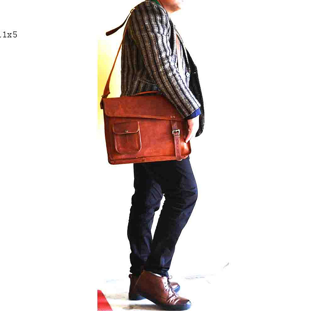 Rhinoland Executive Vintage Leather Laptop Messenger Bag (15”)