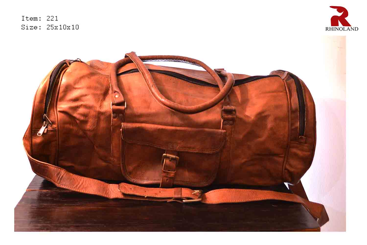 Rhinoland Vintage Leather Travel Duffle Bag (Round Design)