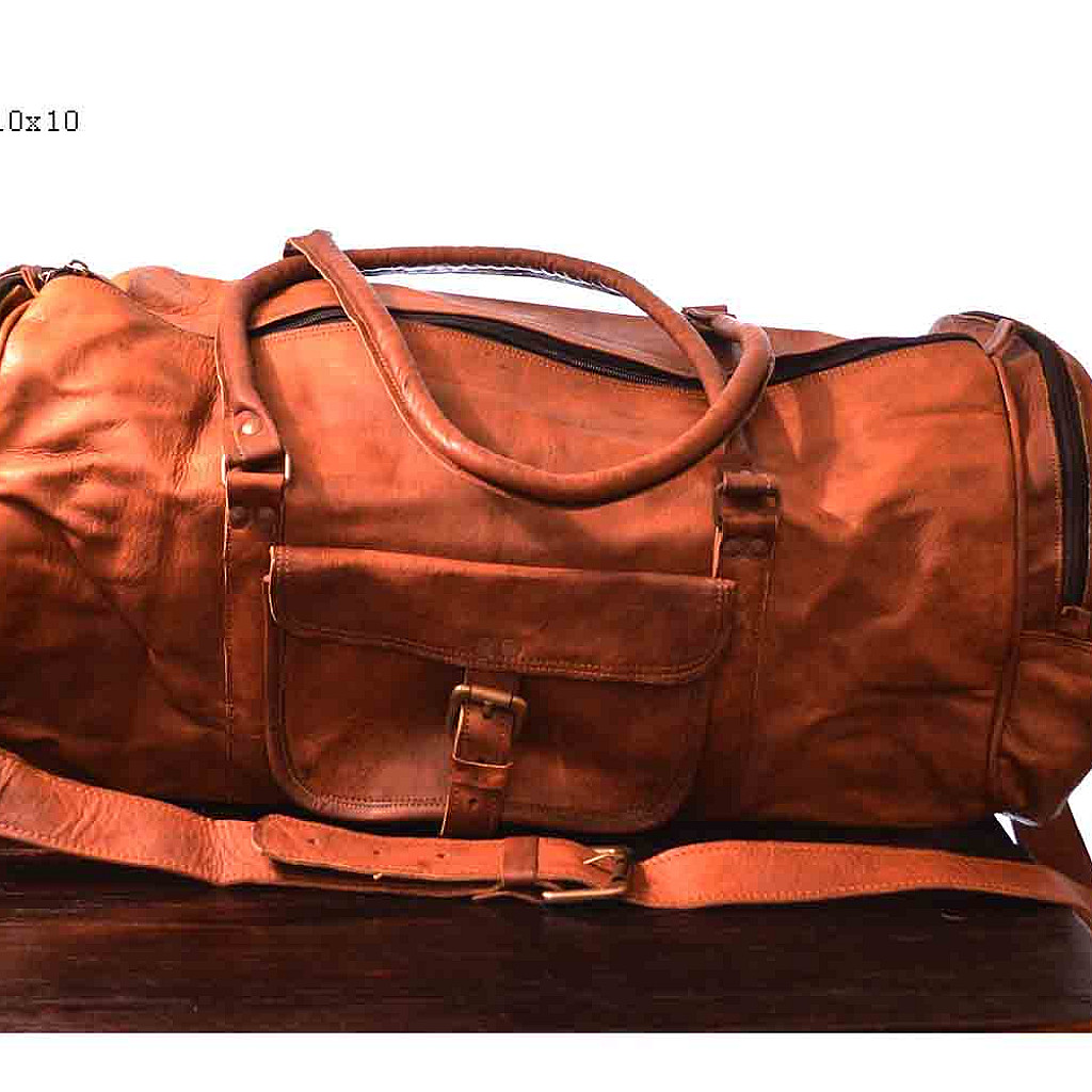 Rhinoland Vintage Leather Travel Duffle Bag (Round Design)