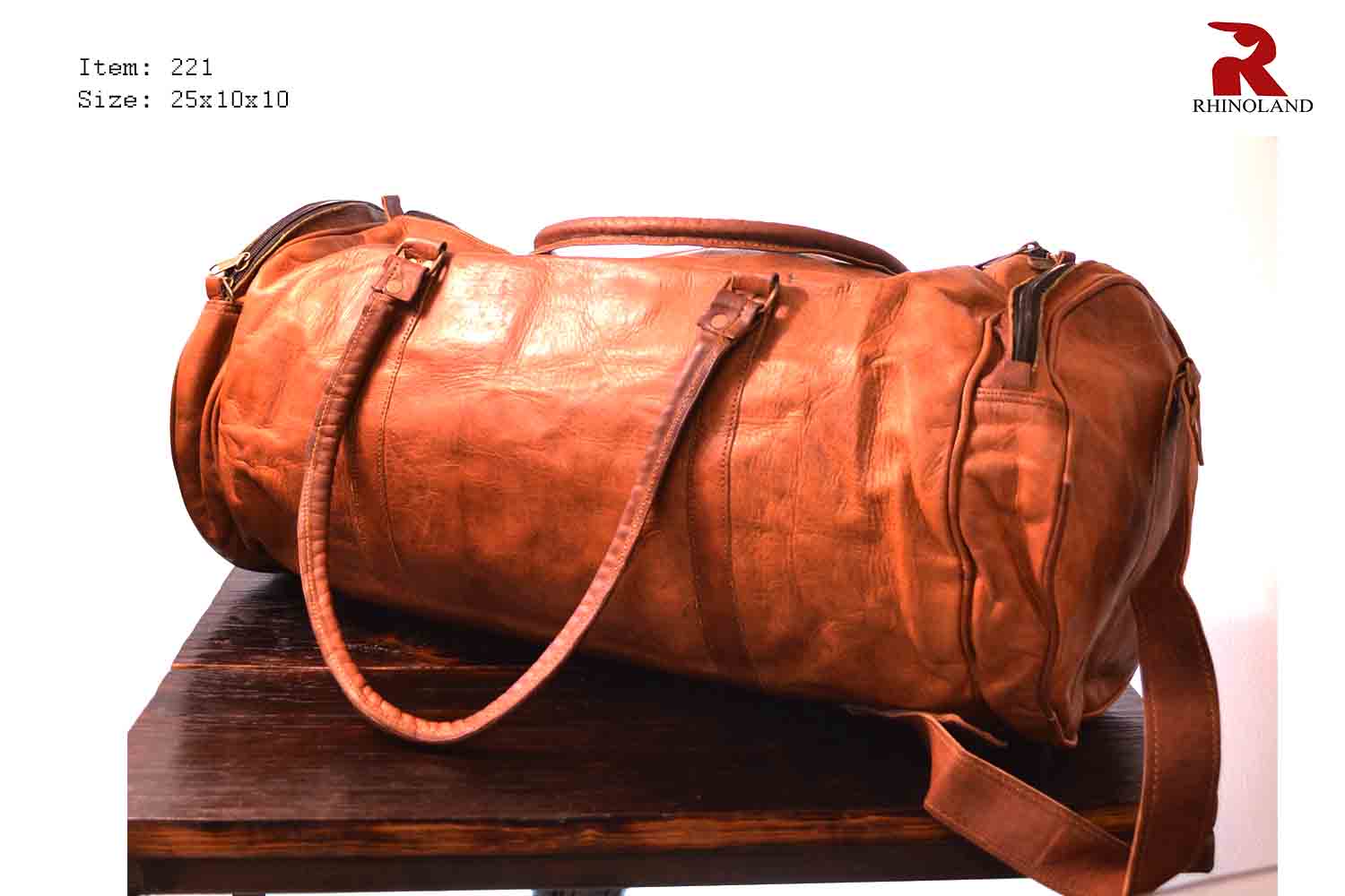 Rhinoland Vintage Leather Travel Duffle Bag (Round Design)