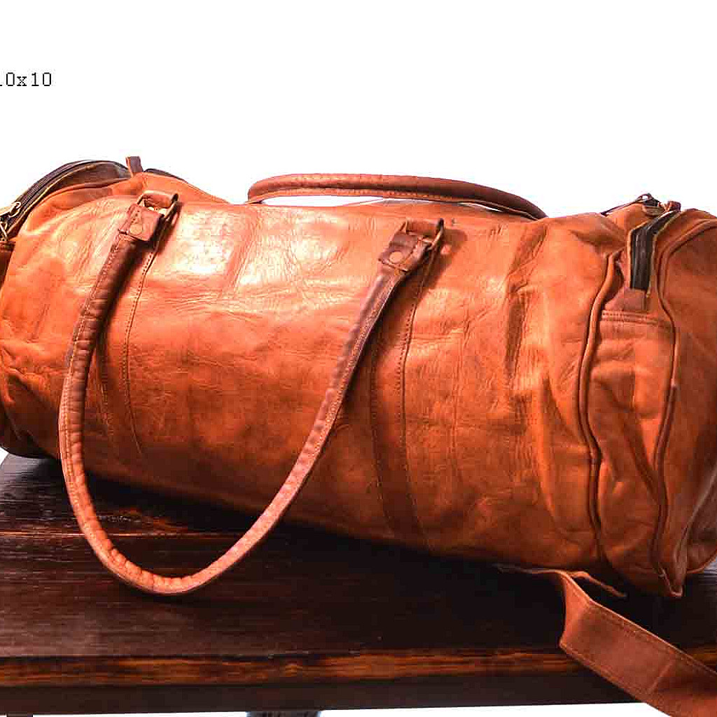 Rhinoland Vintage Leather Travel Duffle Bag (Round Design)