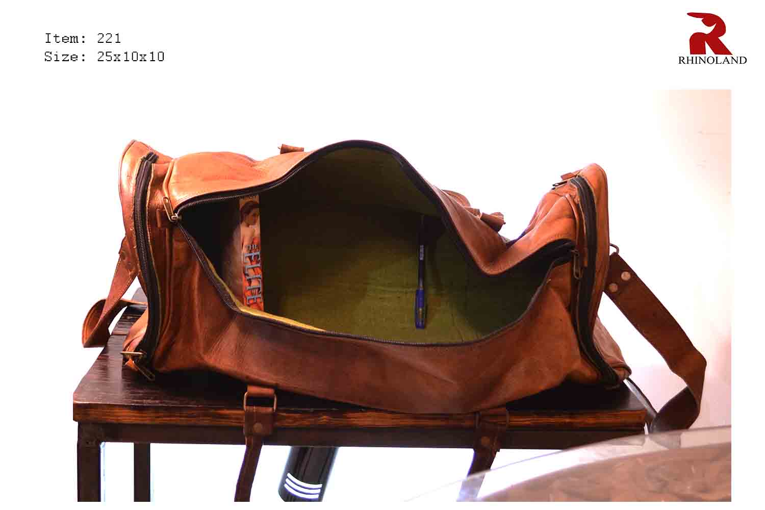 Rhinoland Vintage Leather Travel Duffle Bag (Round Design)