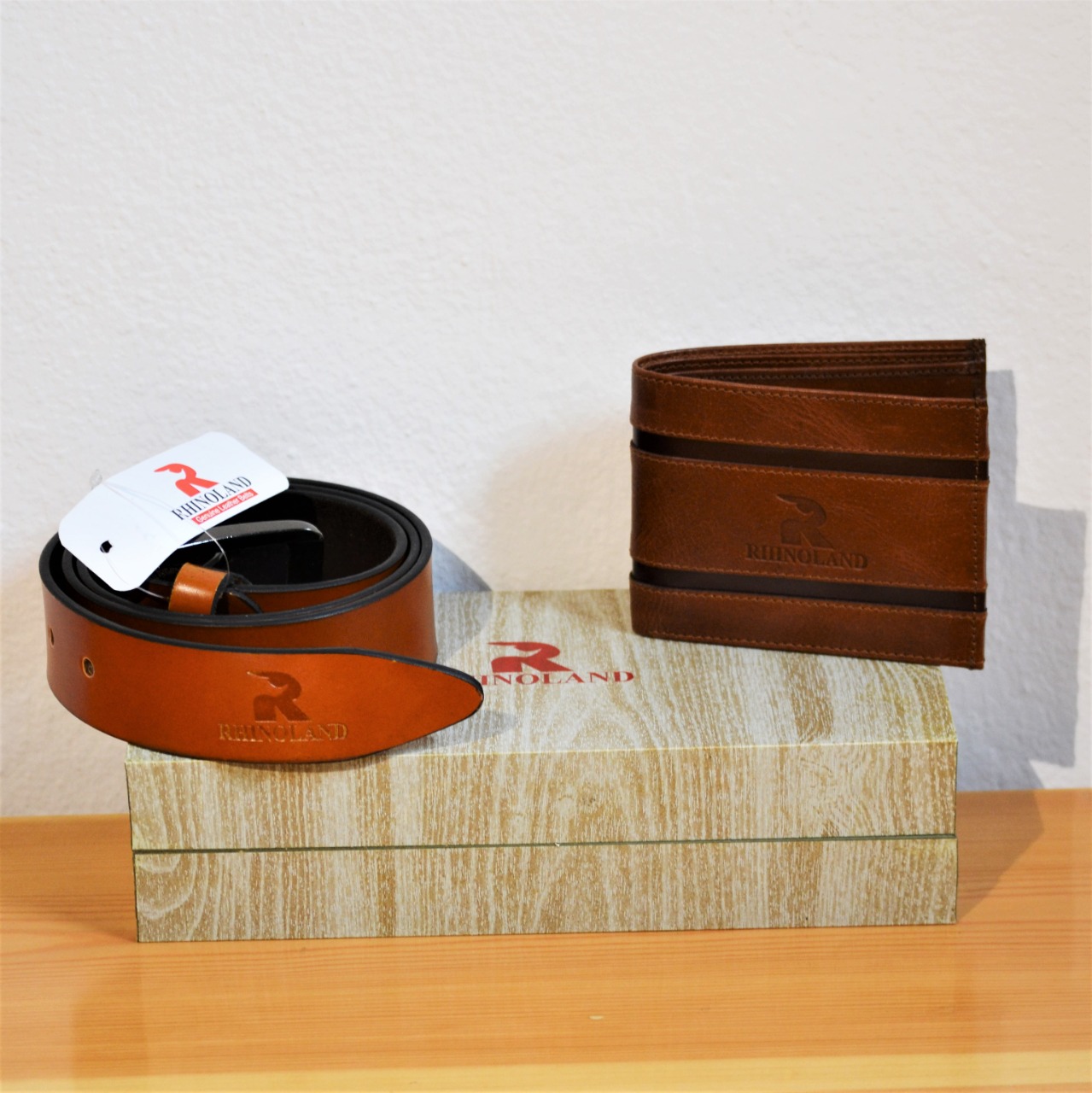 Rhinoland Belt & Wallet Gift Combo Set for Men – Genuine Leather | Premium Gift Box
