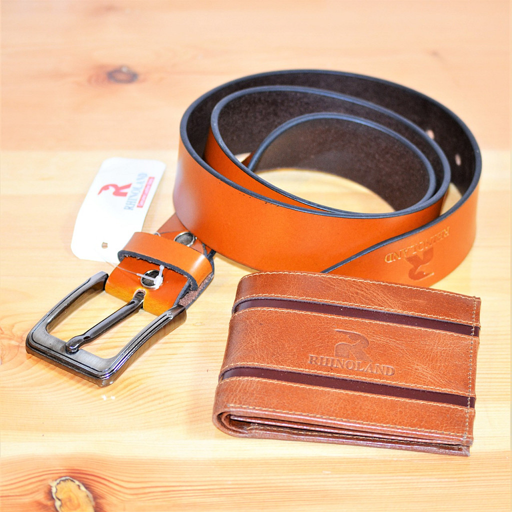 Rhinoland Belt & Wallet Gift Combo Set for Men – Genuine Leather | Premium Gift Box
