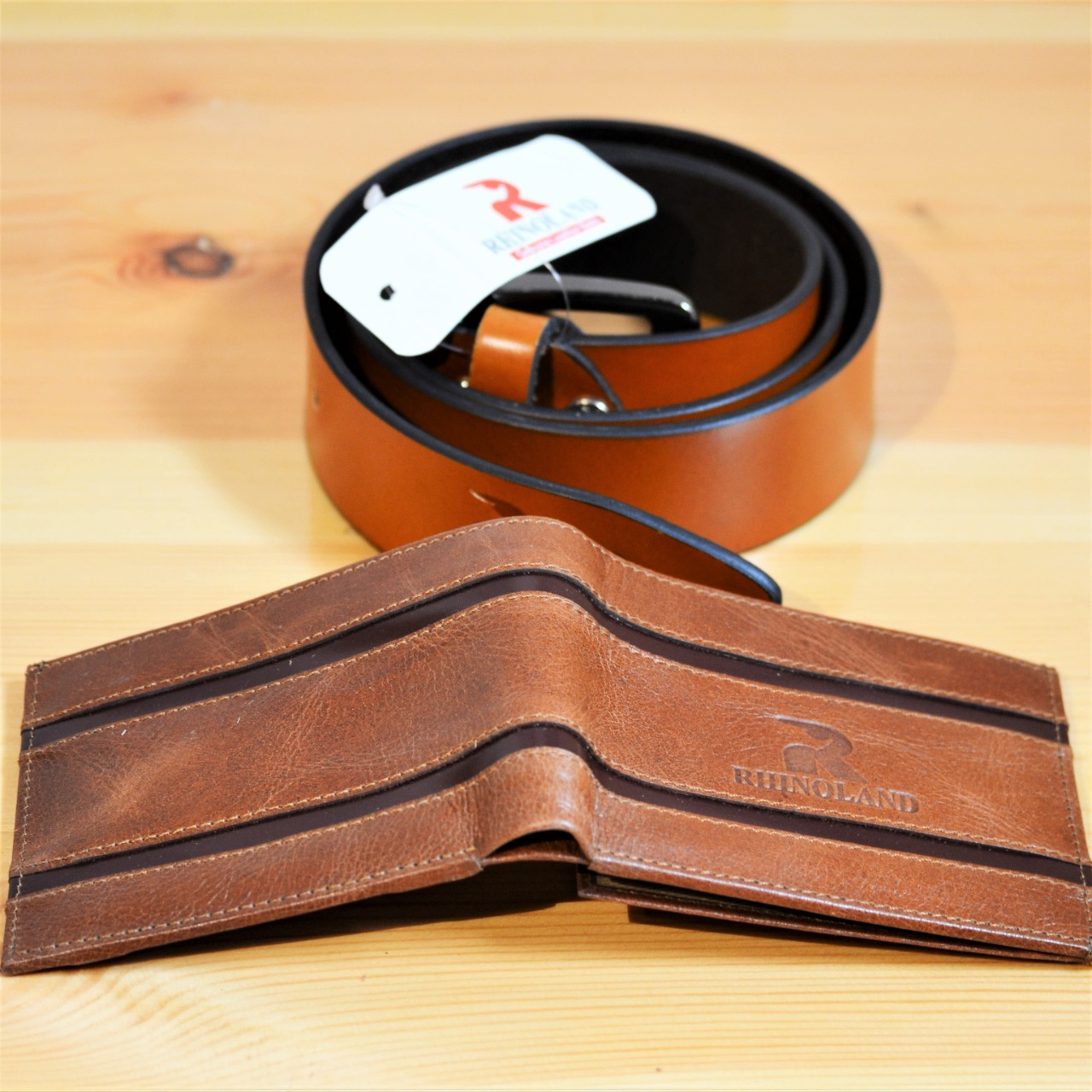Rhinoland Belt & Wallet Gift Combo Set for Men – Genuine Leather | Premium Gift Box