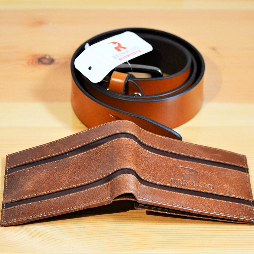 Rhinoland Belt & Wallet Gift Combo Set for Men – Genuine Leather | Premium Gift Box