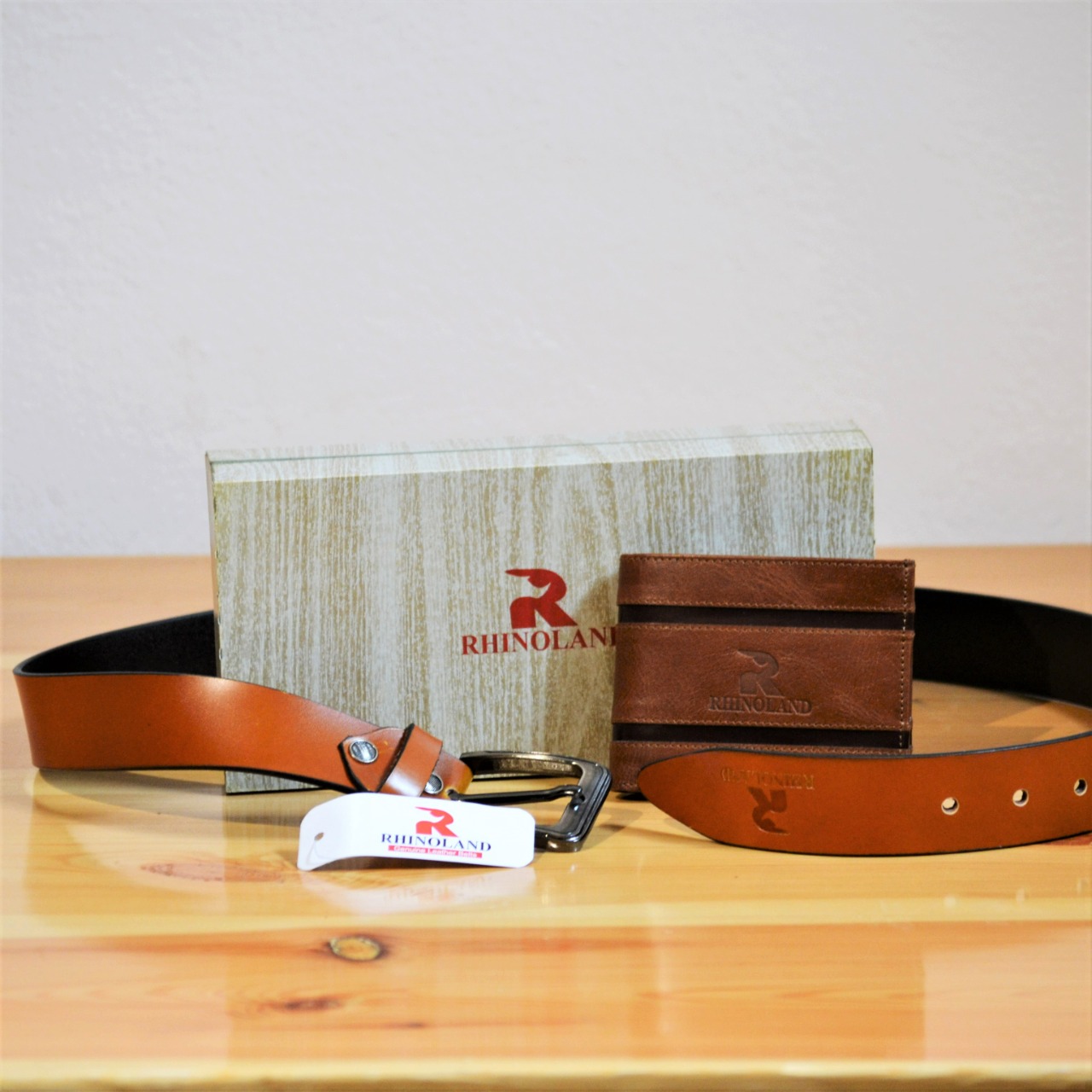 Rhinoland Belt & Wallet Gift Combo Set for Men – Genuine Leather | Premium Gift Box