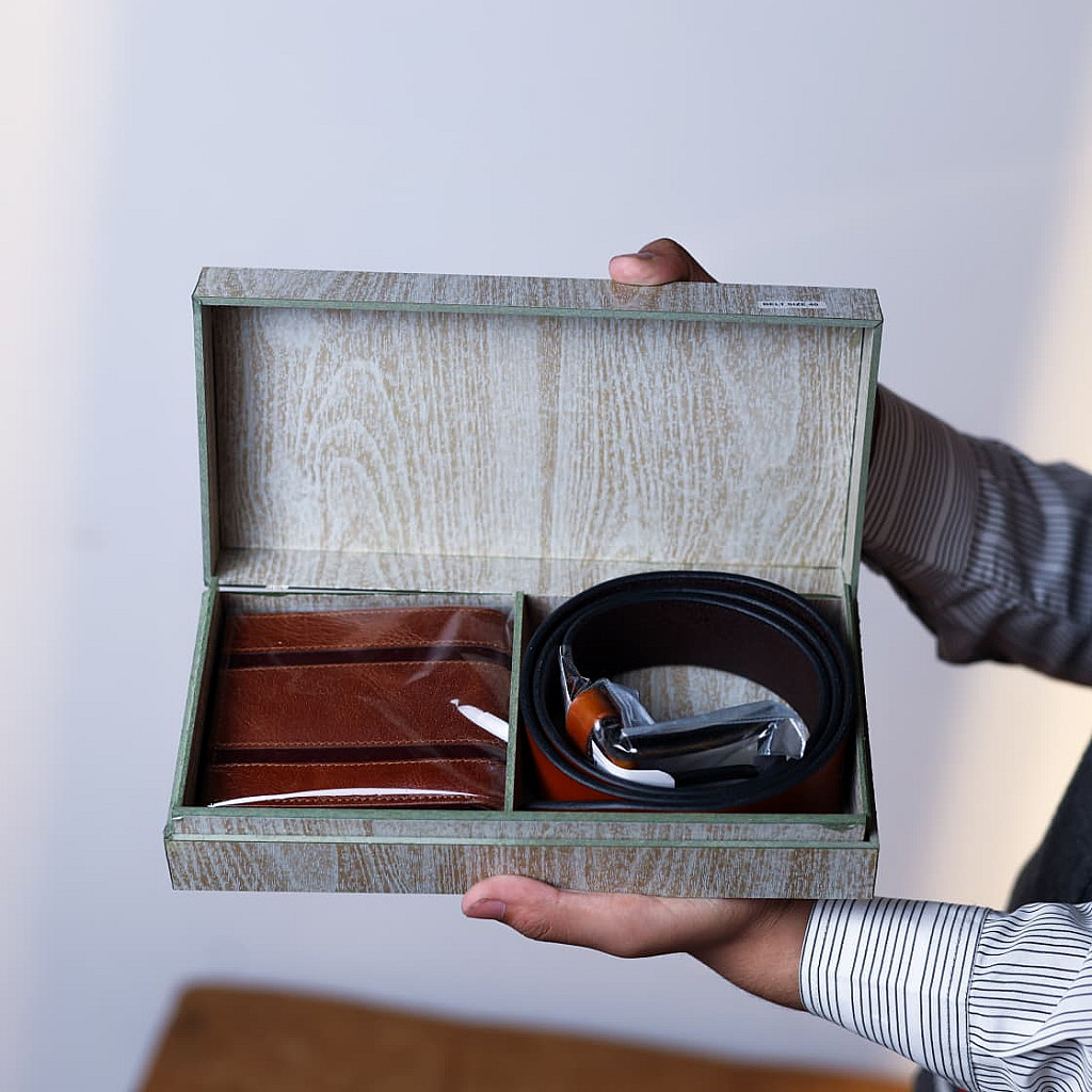 Rhinoland Belt & Wallet Gift Combo Set for Men – Genuine Leather | Premium Gift Box
