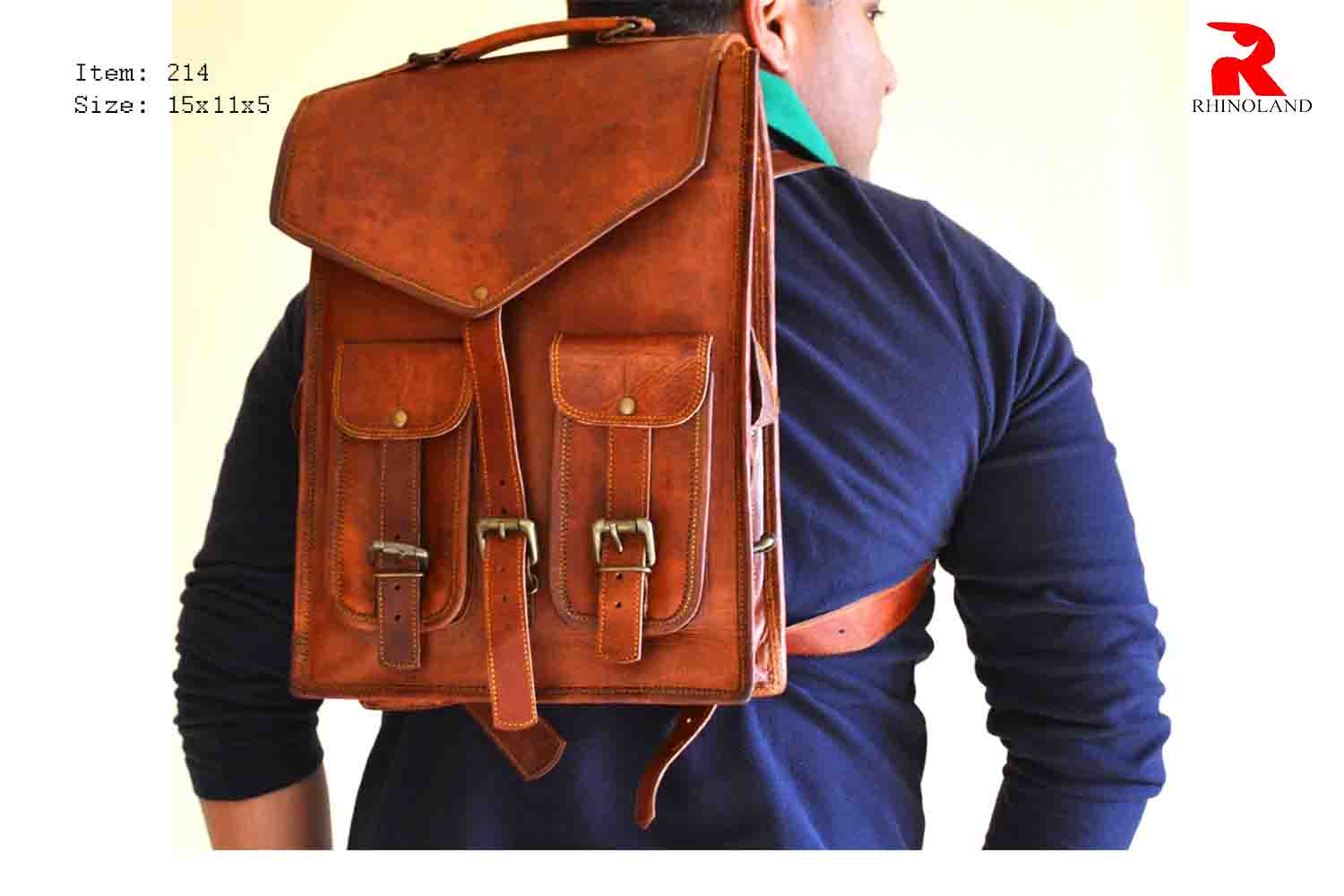 Rhinoland Executive Compact Leather Backpack