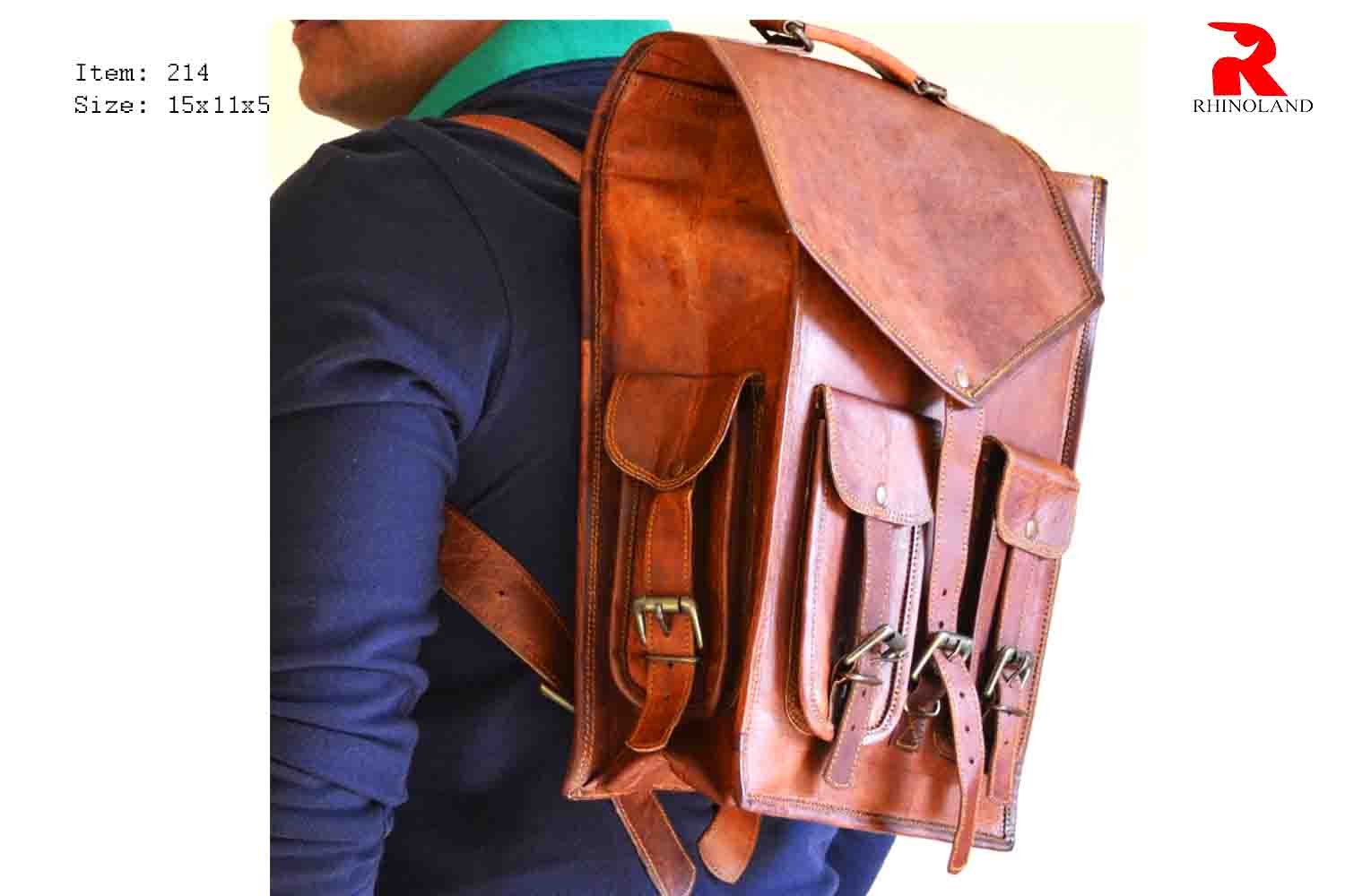 Rhinoland Executive Compact Leather Backpack